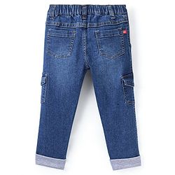 Babyhug Full Length Stretchable Washed Denim Jeans  Fly With Zipper -  Blue
