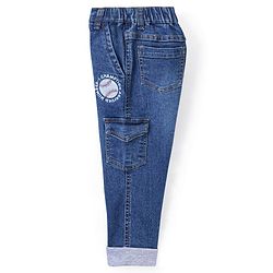 Babyhug Full Length Stretchable Washed Denim Jeans  Fly With Zipper -  Blue