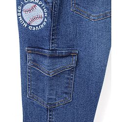 Babyhug Full Length Stretchable Washed Denim Jeans  Fly With Zipper -  Blue