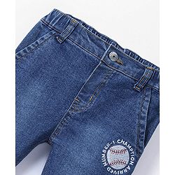 Babyhug Full Length Stretchable Washed Denim Jeans  Fly With Zipper -  Blue
