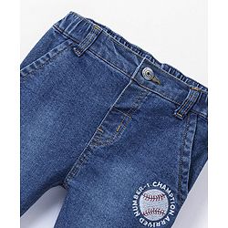 Babyhug Full Length Stretchable Washed Denim Jeans  Fly With Zipper -  Blue