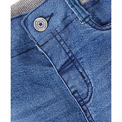 Babyhug Cotton Spandex Full Length Jeans With Stretch & Text Print - Blue