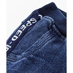 Babyhug Full Length Stretchable Washed Denim Joggers- Blue