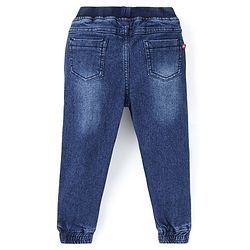 Babyhug Full Length Stretchable Washed Denim Joggers- Blue