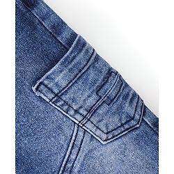 Babyhug Denim Full Length Washed Jogger With Stretch - Blue