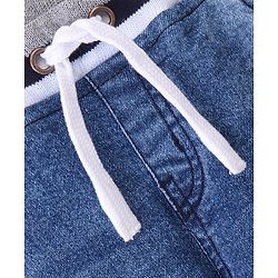 Babyhug Denim Full Length Washed Jogger With Stretch - Blue