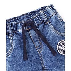 Babyhug Cotton Spandex Full Length Stretchable Washed Joggers - Blue