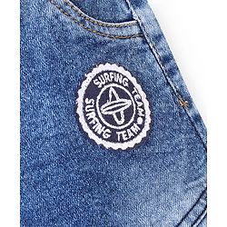 Babyhug Cotton Spandex Full Length Stretchable Washed Joggers - Blue