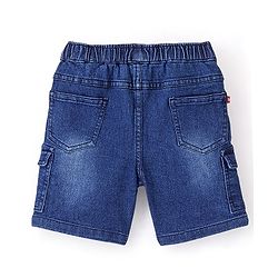 Babyhug Cotton Spandex Knee Length Stretchable Washed Shorts with Pocket - Dark Blue