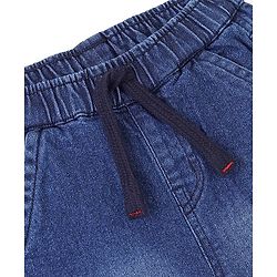 Babyhug Cotton Spandex Knee Length Stretchable Washed Shorts with Pocket - Dark Blue