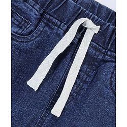 Babyhug Denim Full Length Washed Jogger With Stretch - Dark Blue
