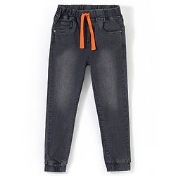 Babyhug Denim Full Length Washed Jogger With Stretch - Dark Blue