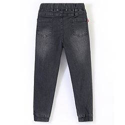 Babyhug Denim Full Length Washed Jogger With Stretch - Dark Blue