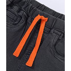 Babyhug Denim Full Length Washed Jogger With Stretch - Dark Blue