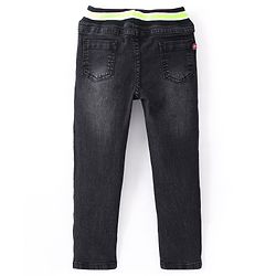 Babyhug Cotton Full Length Washed Denim Jogger with Stretch - Dark Blue