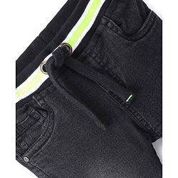 Babyhug Cotton Full Length Washed Denim Jogger with Stretch - Dark Blue