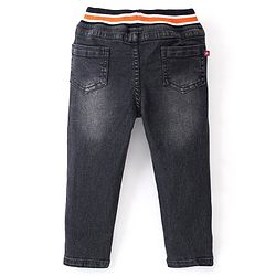 Babyhug Cotton Full Length Washed Denim Jogger with Stretch - Charcoal