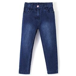 Babyhug Denim Full Length Washed  Jeans With Stretch - Dark Blue