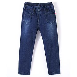 Babyhug Denim Full Length Washed  Jeans With Stretch - Dark Blue