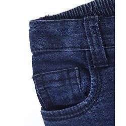 Babyhug Denim Full Length Washed  Jeans With Stretch - Dark Blue