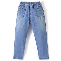 Babyhug Full Length Washed Denim Jeans With Stretch - Light Blue