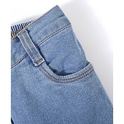 Babyhug Full Length Washed Denim Jeans With Stretch - Light Blue