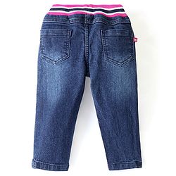 Babyhug Denim Washed Full Length  Jogger with Stretch - Dark Blue