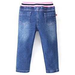 Babyhug Denim Washed Full Length  Jogger with Stretch - Dark Blue