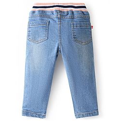 Babyhug Denim Washed Full Length  Jogger with Stretch - Dark Blue