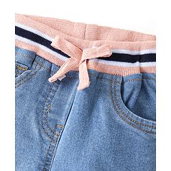 Babyhug Denim Washed Full Length  Jogger with Stretch - Dark Blue
