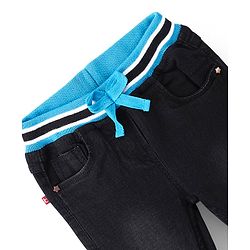 Babyhug Denim Washed Full Length  Jogger with Stretch - Dark Blue