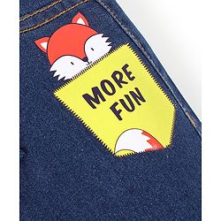 Babyhug Cotton Spandex Full Length Stretchable Joggers with Fox Print - Dark Blue