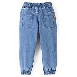 Babyhug Cotton Spandex Full Length Stretchable Joggers with Fox Print - Dark Blue