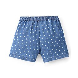 Babyhug 100% Cotton Mid Thigh Frill Skorts Heart Print Colour - Blue