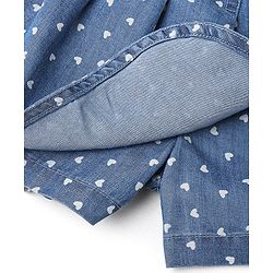 Babyhug 100% Cotton Mid Thigh Frill Skorts Heart Print Colour - Blue