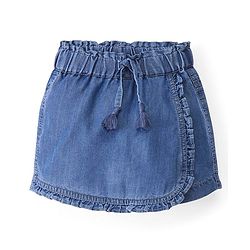Babyhug 100% Cotton Mid Thigh Skorts Solid Colour - Blue