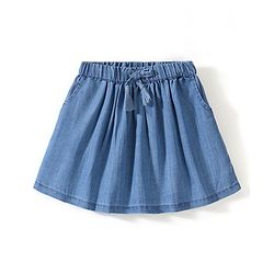 Babyhug 100% Cotton Mid Thigh Frill Skirt Solid Colour - Blue
