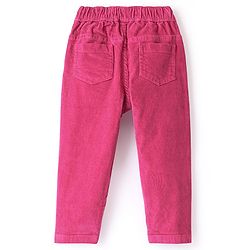 Babyhug Cotton Woven Full Length Solid Colour Stretchable Corduroy Pants - Dark Pink