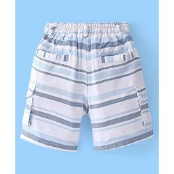 Babyhug 100% Cotton Woven Above Knee Length Bermuda Striped - White