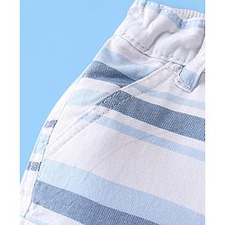 Babyhug 100% Cotton Woven Above Knee Length Bermuda Striped - White
