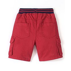 Babyhug Cotton Lycra Woven Above Knee Length Bermuda- Red