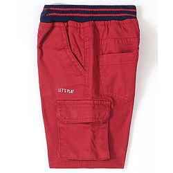 Babyhug Cotton Lycra Woven Above Knee Length Bermuda- Red