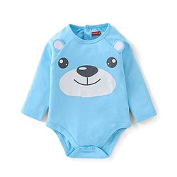 Babyhug 100% Cotton Full Sleeves Onesies with  Leggings & Cap Bear Print - Blue