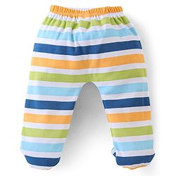 Babyhug 100% Cotton Full Sleeves Onesies with  Leggings & Cap Bear Print - Blue