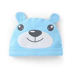 Babyhug 100% Cotton Full Sleeves Onesies with  Leggings & Cap Bear Print - Blue