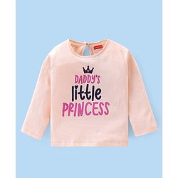 Babyhug Cotton Knit Full Sleeves T-Shirt With Text Graphics - Cream