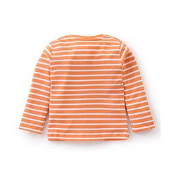 Babyhug 100% Cotton Knit Animal Print Dungaree with Full Sleeves Stripe Inner Tee - Orange & Light Blue