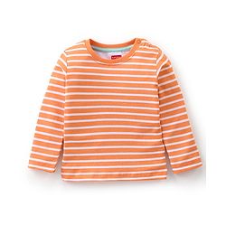 Babyhug 100% Cotton Knit Animal Print Dungaree with Full Sleeves Stripe Inner Tee - Orange & Light Blue