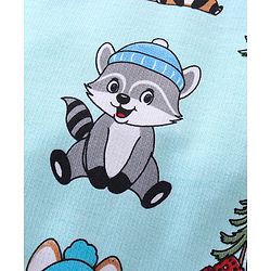 Babyhug 100% Cotton Knit Animal Print Dungaree with Full Sleeves Stripe Inner Tee - Orange & Light Blue