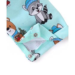 Babyhug 100% Cotton Knit Animal Print Dungaree with Full Sleeves Stripe Inner Tee - Orange & Light Blue